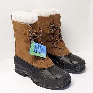 8 Fans Waterproof Insulated Snow Boots, Brown Suede, Men's 9 M